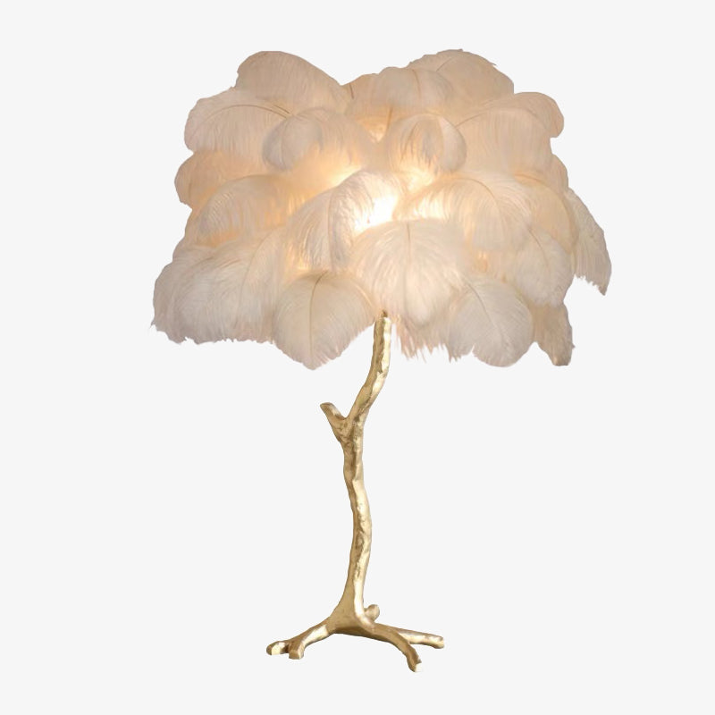 Salenor Nordycka Luksusowa Unikalna Lampa Podłogowa/Stołowa z Piór Strusich