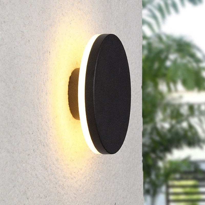 Dori Minimalistyczna Okrągła/Kwadratowa Zewnętrzna Lampa Ścienna LED, Czarna/Biała