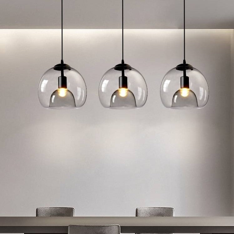 Lampa wisząca Norvia Szklana Kula Bursztynowy/Dymny Szary