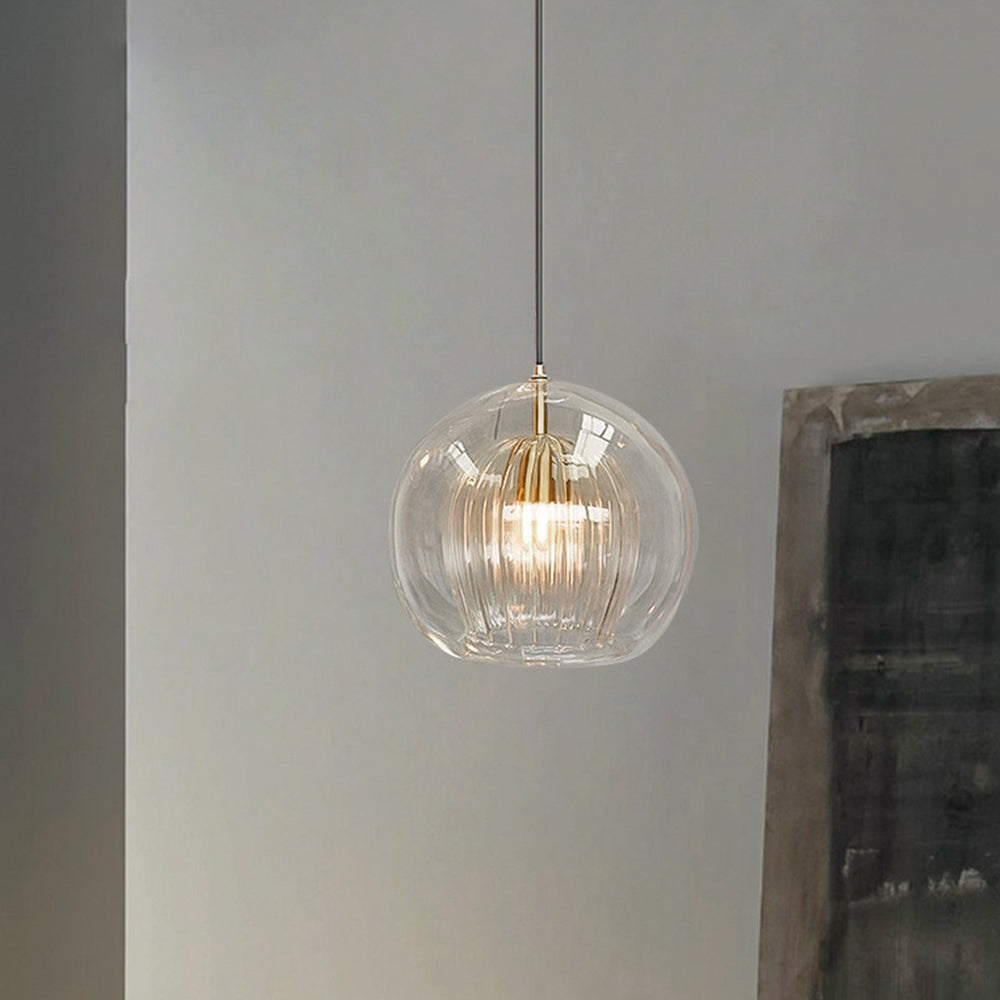 Lampa Wisząca Althio Szklana Kula Przezroczysta Bursztynowa