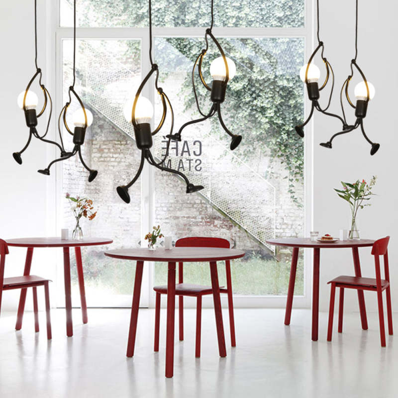Esi Retro Nowoczesna Lampa Wisząca Iron Man, Czarna