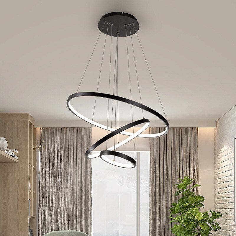 Lampa wisząca Toriq, z podświetlanym wewnętrznym pierścieniem, Biała/Czarna/Złota