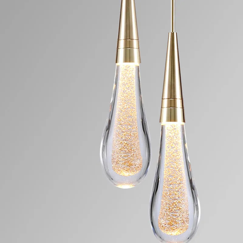 Lampa Wisząca Eloria Kryształowa Kropla Złota