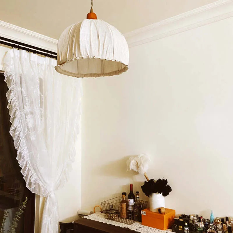 Lampa wisząca Teo Vintage, beżowa, z tkaniny