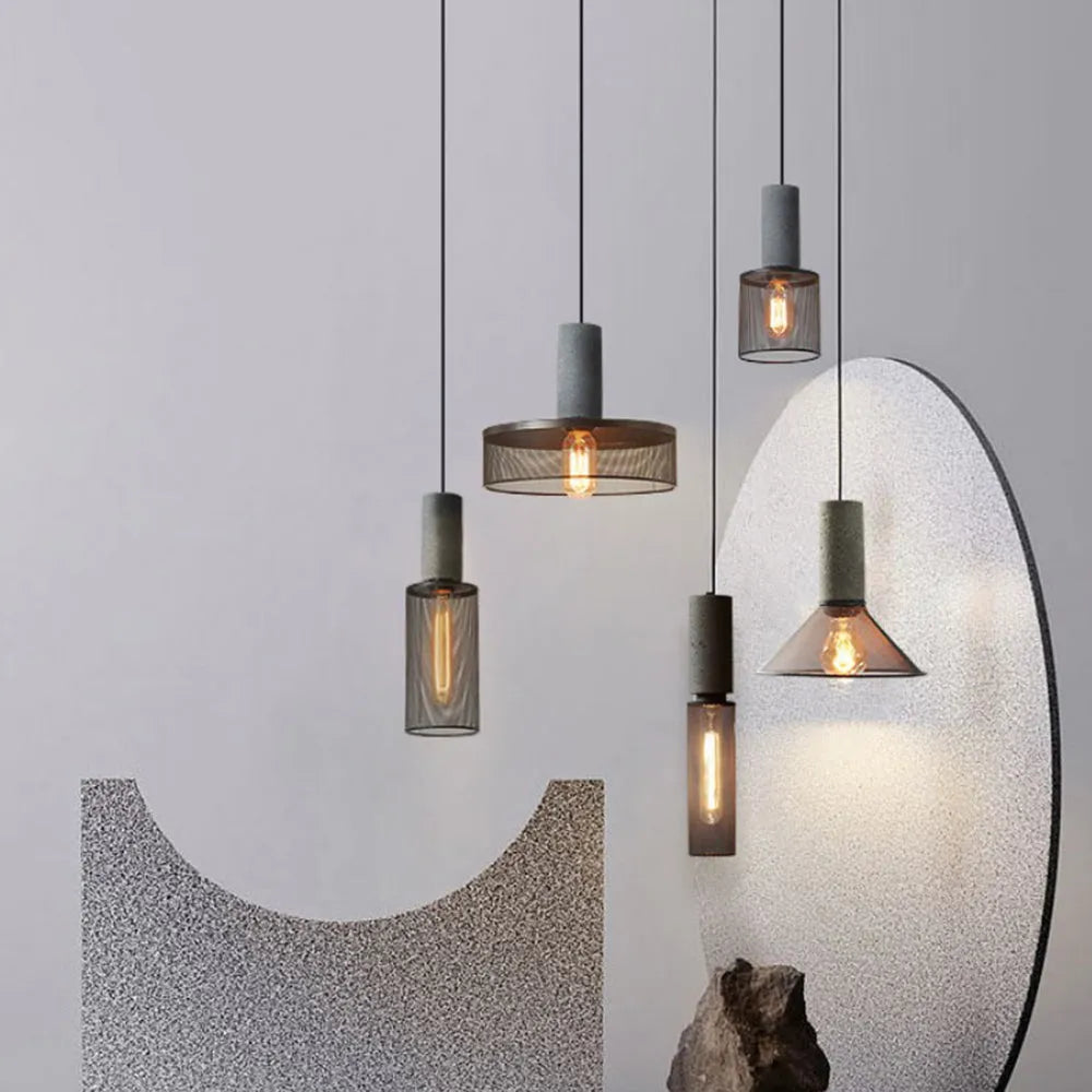 Vireth Lampa Wisząca Industrialna Cylindryczna Cementowa