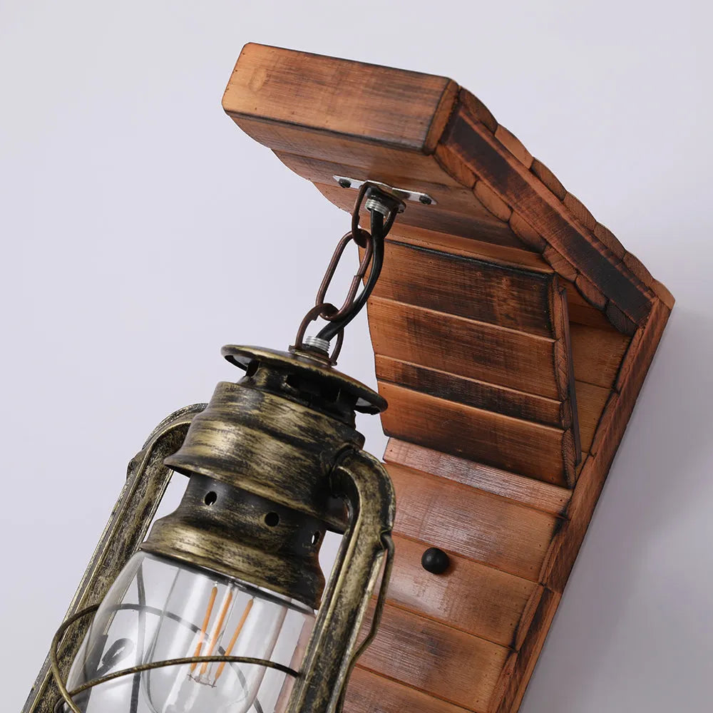 Lampa ścienna Orlena Latarnia Vintage Rustykalna Drewniana