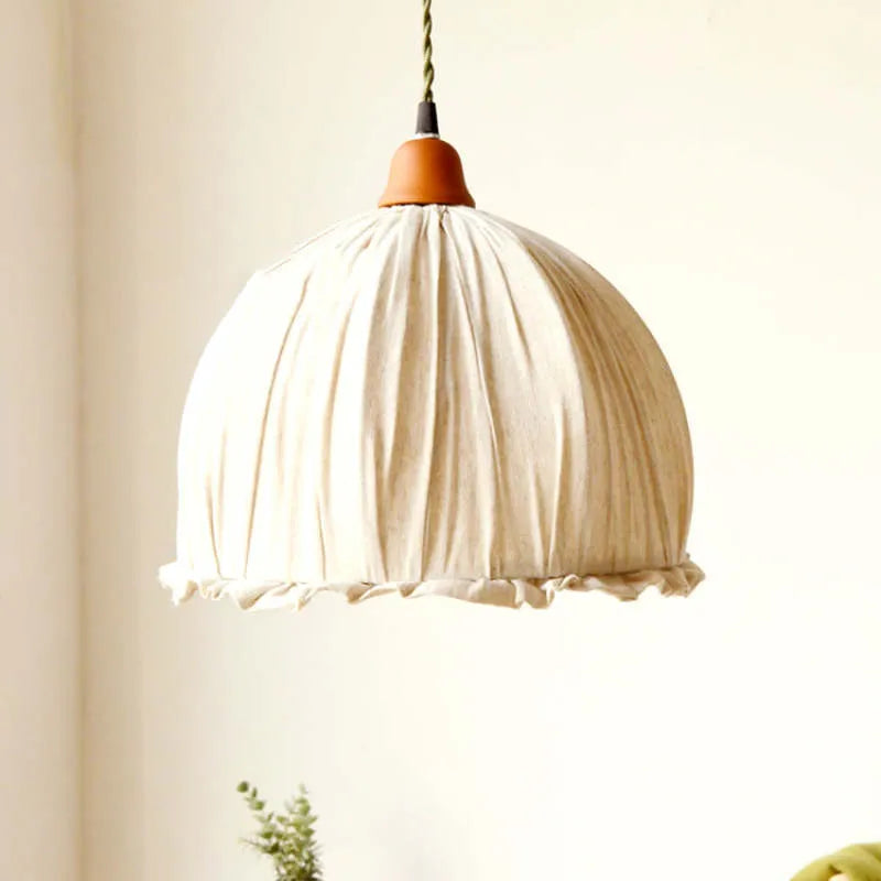 Lampa wisząca Teo Vintage, beżowa, z tkaniny