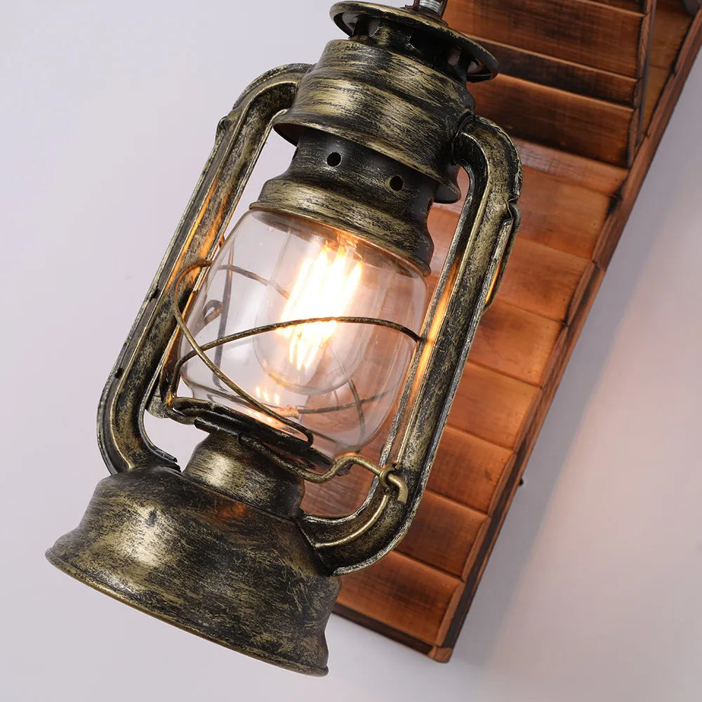 Lampa ścienna Orlena Latarnia Vintage Rustykalna Drewniana