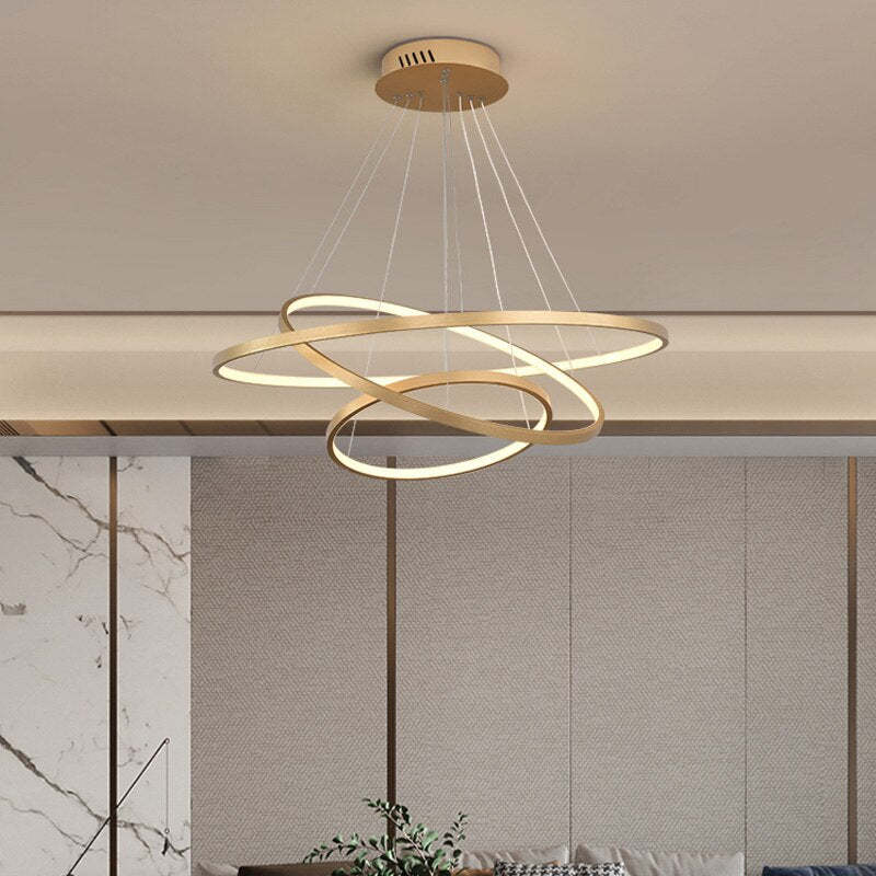 Lampa wisząca Toriq, z podświetlanym wewnętrznym pierścieniem, Biała/Czarna/Złota