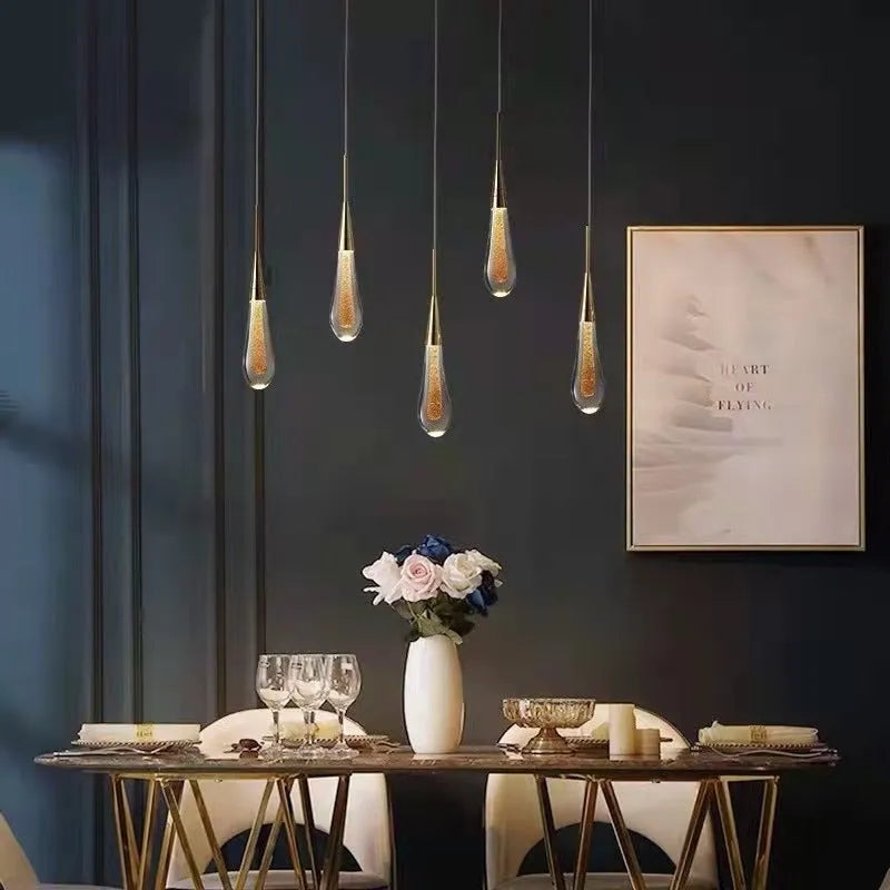 Lampa Wisząca Eloria Kryształowa Kropla Złota