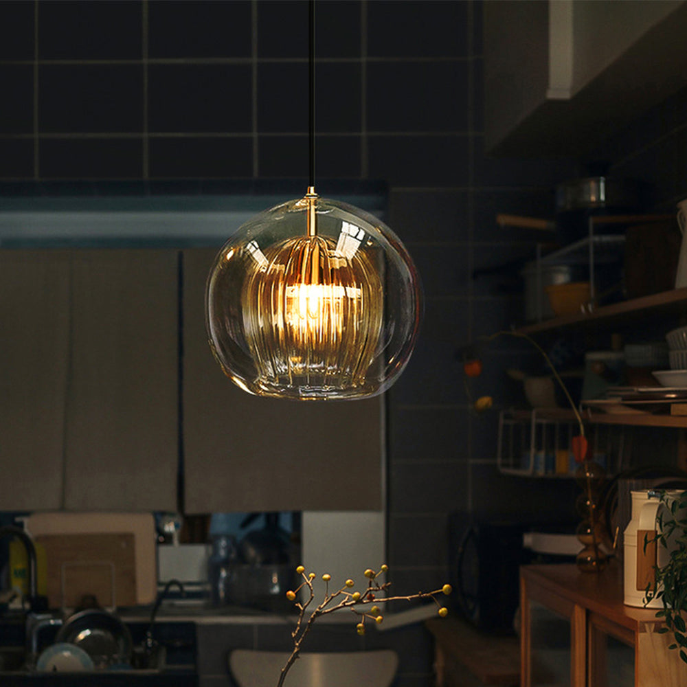 Lampa Wisząca Althio Szklana Kula Przezroczysta Bursztynowa