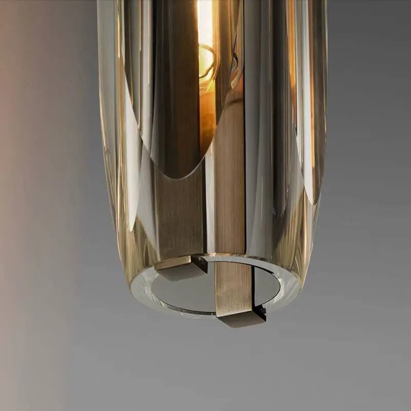 Orinex Mosiężna Designerska Lampa Wisząca Szklana Przydymiona