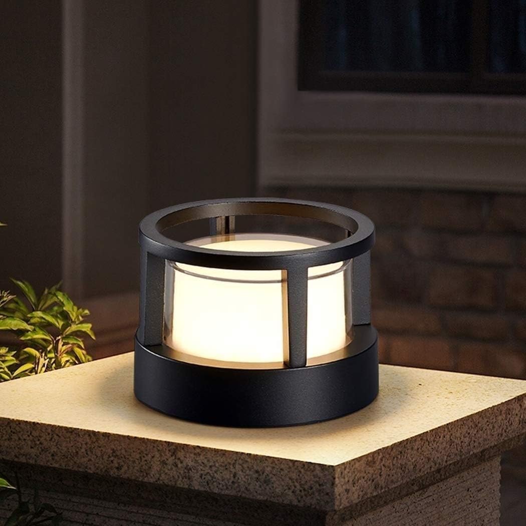 Alvian Zewnętrzna Lampa Słupkowa Nowoczesna Cylindryczna Czarna