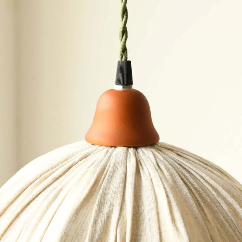 Lampa wisząca Teo Vintage, beżowa, z tkaniny
