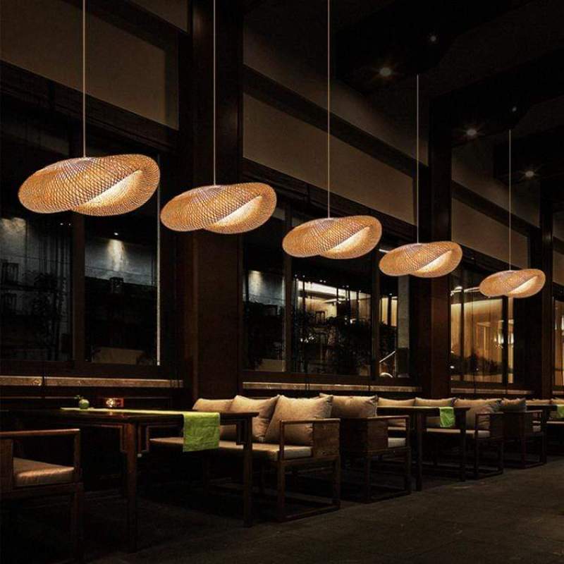Lampa wisząca Veltrix, naturalny bambus, do kuchni/nad wyspę