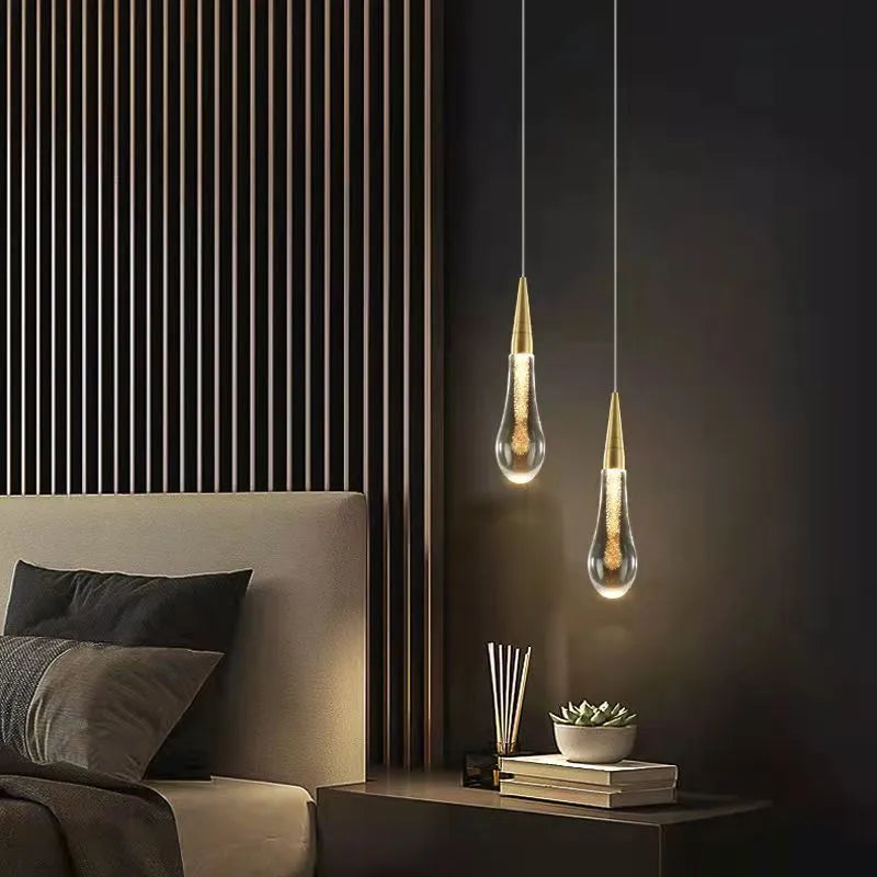Lampa Wisząca Eloria Kryształowa Kropla Złota