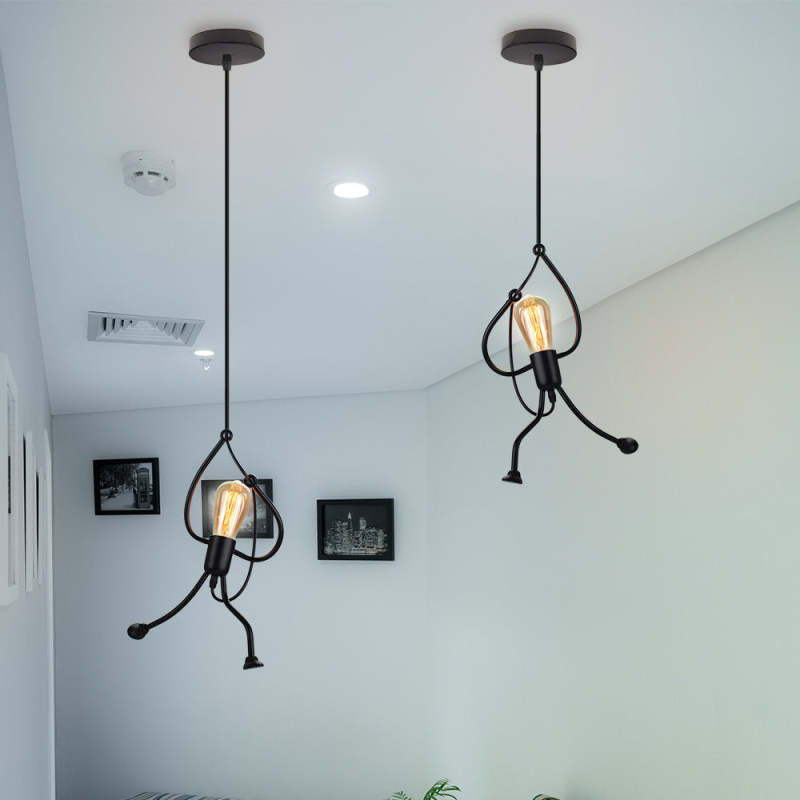 Esi Retro Nowoczesna Lampa Wisząca Iron Man, Czarna