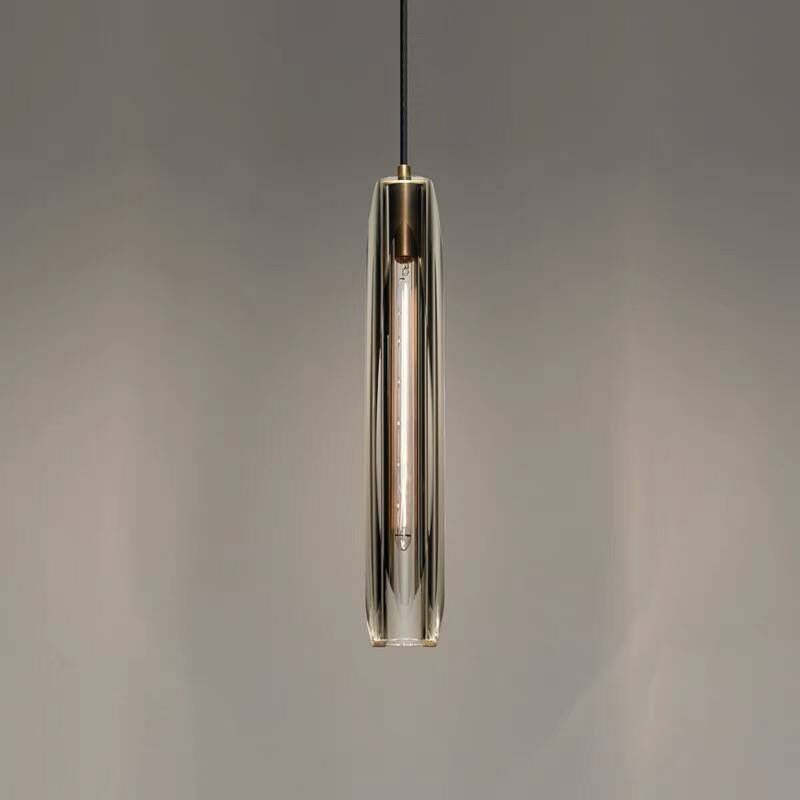 Orinex Mosiężna Designerska Lampa Wisząca Szklana Przydymiona
