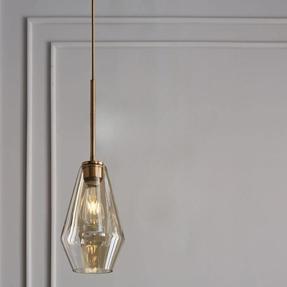 Virelo Lampa Wisząca Szkło Przezroczyste/Bursztynowe Diament