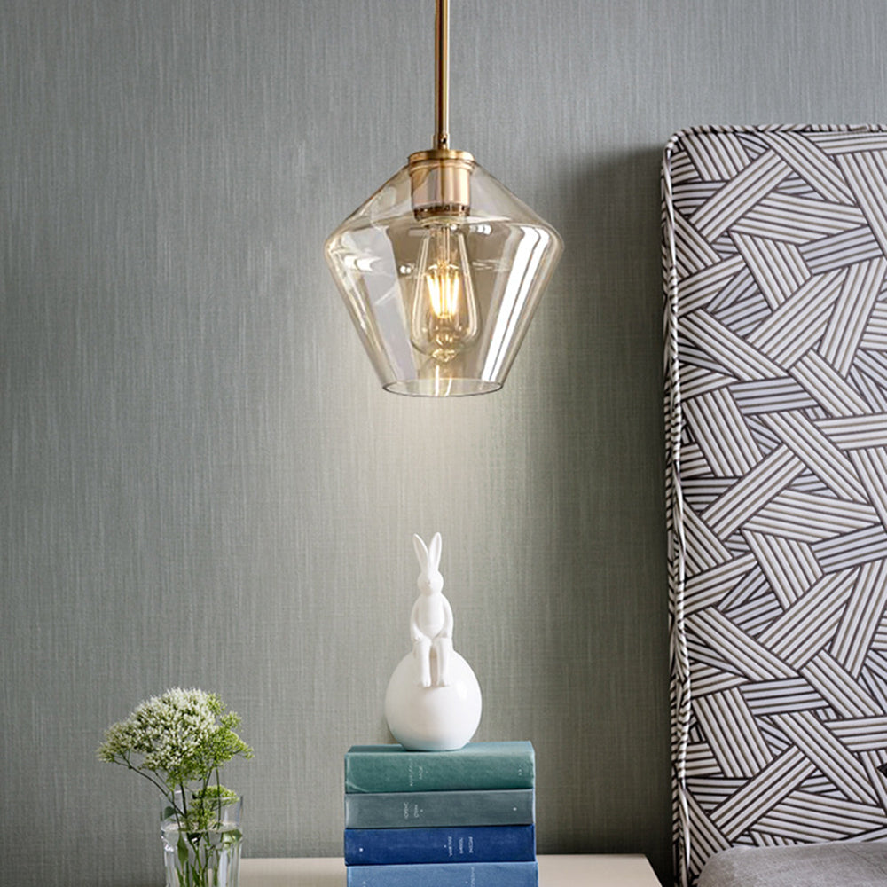 Virelo Lampa Wisząca Szkło Przezroczyste/Bursztynowe Diament