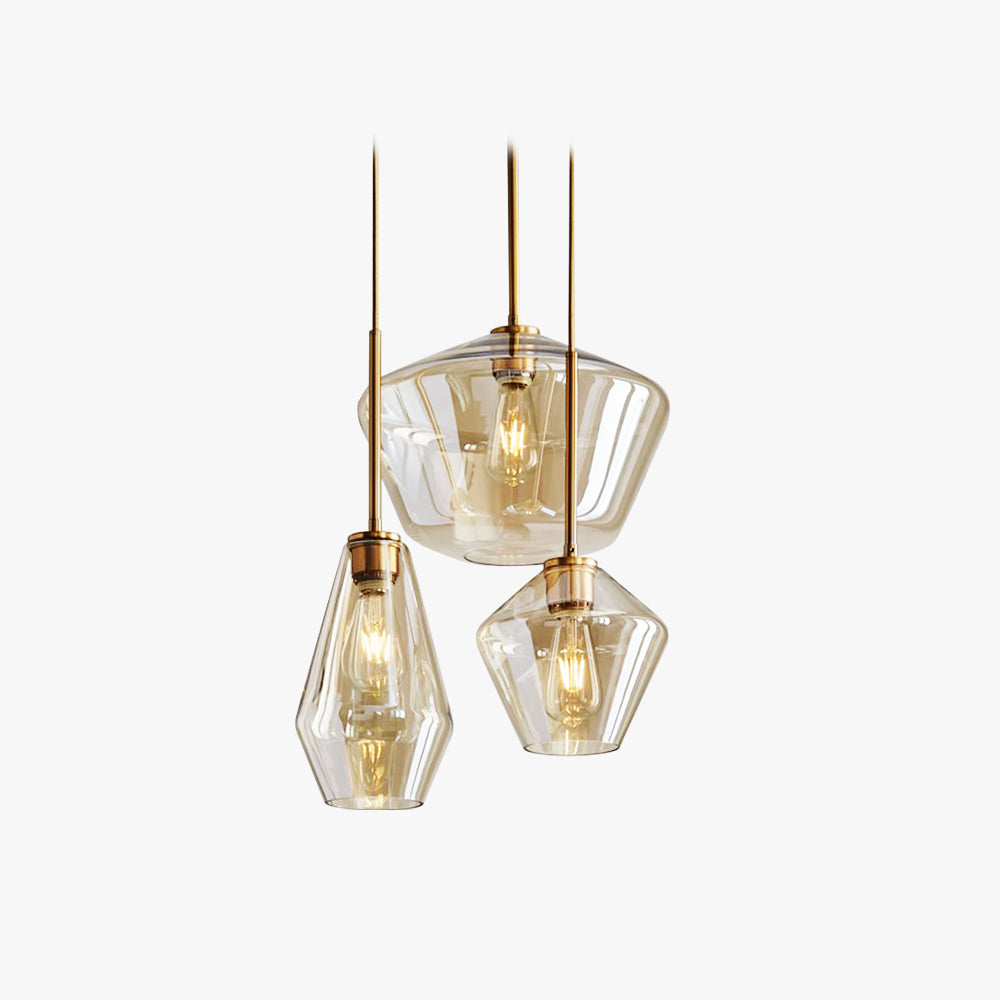 Virelo Lampa Wisząca Szkło Przezroczyste/Bursztynowe Diament