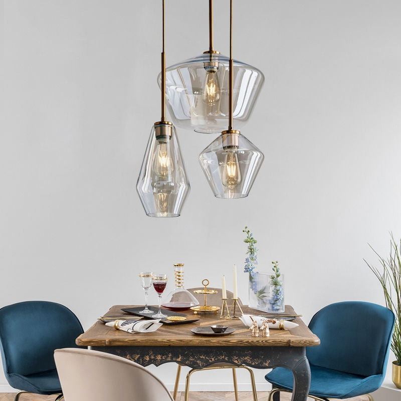 Virelo Lampa Wisząca Szkło Przezroczyste/Bursztynowe Diament