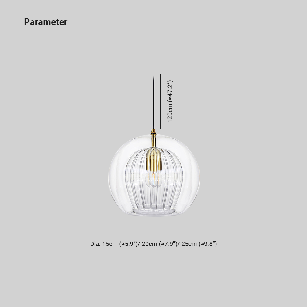 Lampa Wisząca Althio Szklana Kula Przezroczysta Bursztynowa