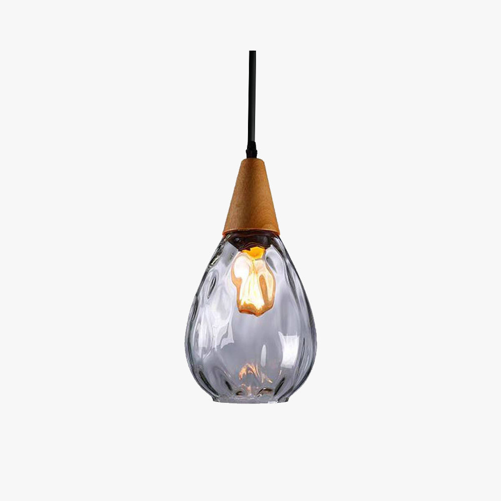 Lampa wisząca Alverin Szklana Drewniana Bursztynowa
