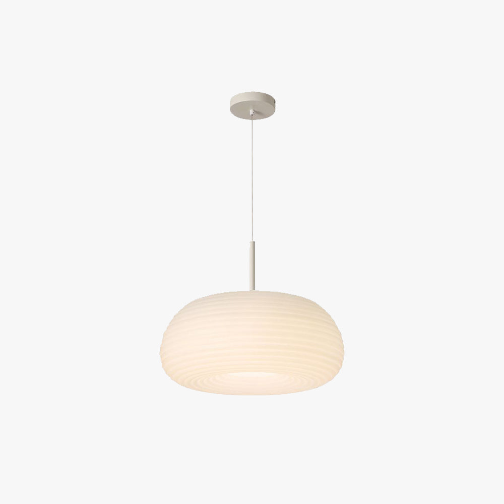 Lampa wisząca Zoriel, biała, szklana, w kształcie bębna