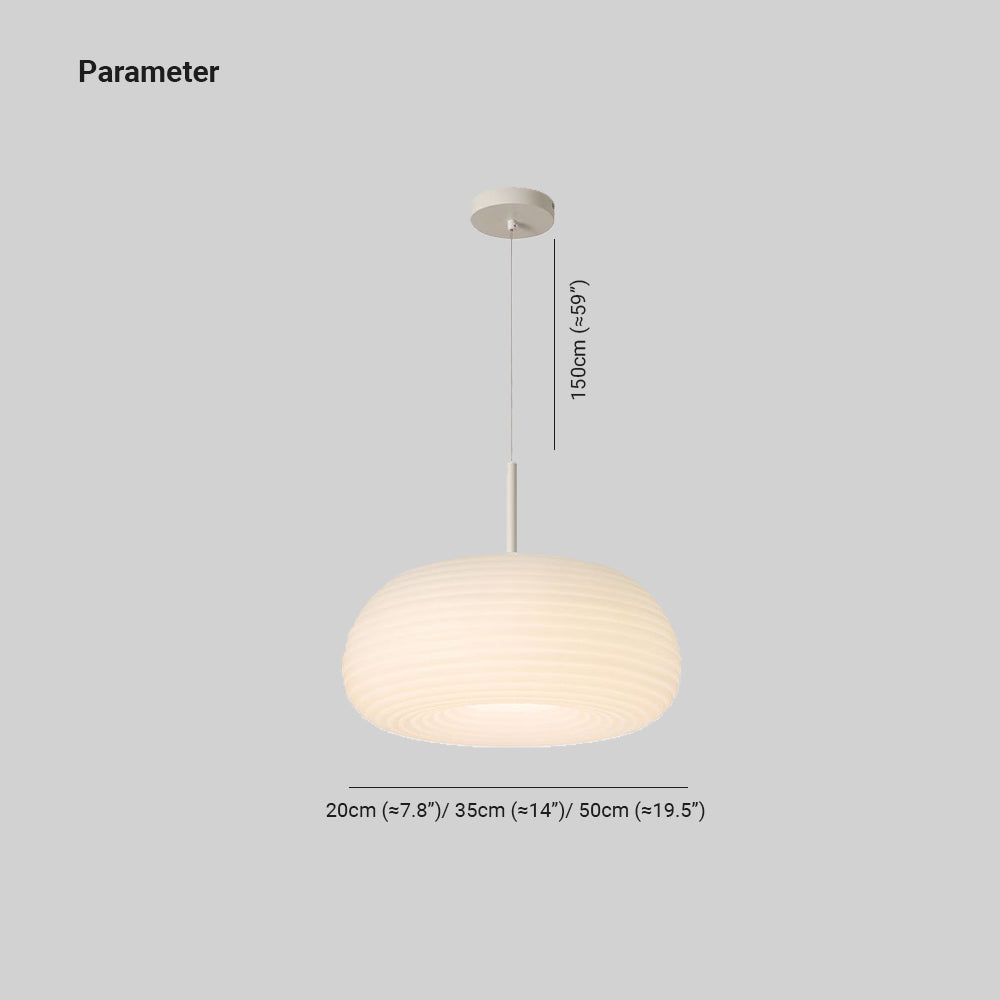 Lampa wisząca Zoriel, biała, szklana, w kształcie bębna