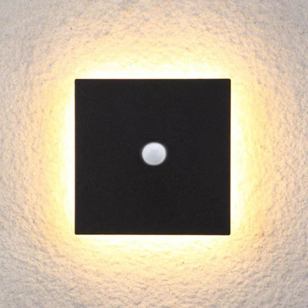 Dori Minimalistyczna Okrągła/Kwadratowa Zewnętrzna Lampa Ścienna LED, Czarna/Biała
