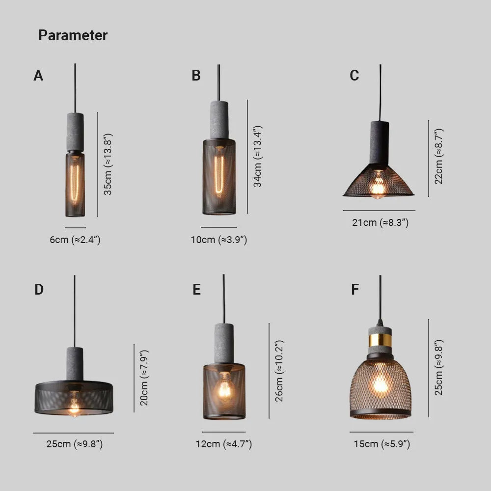 Vireth Lampa Wisząca Industrialna Cylindryczna Cementowa