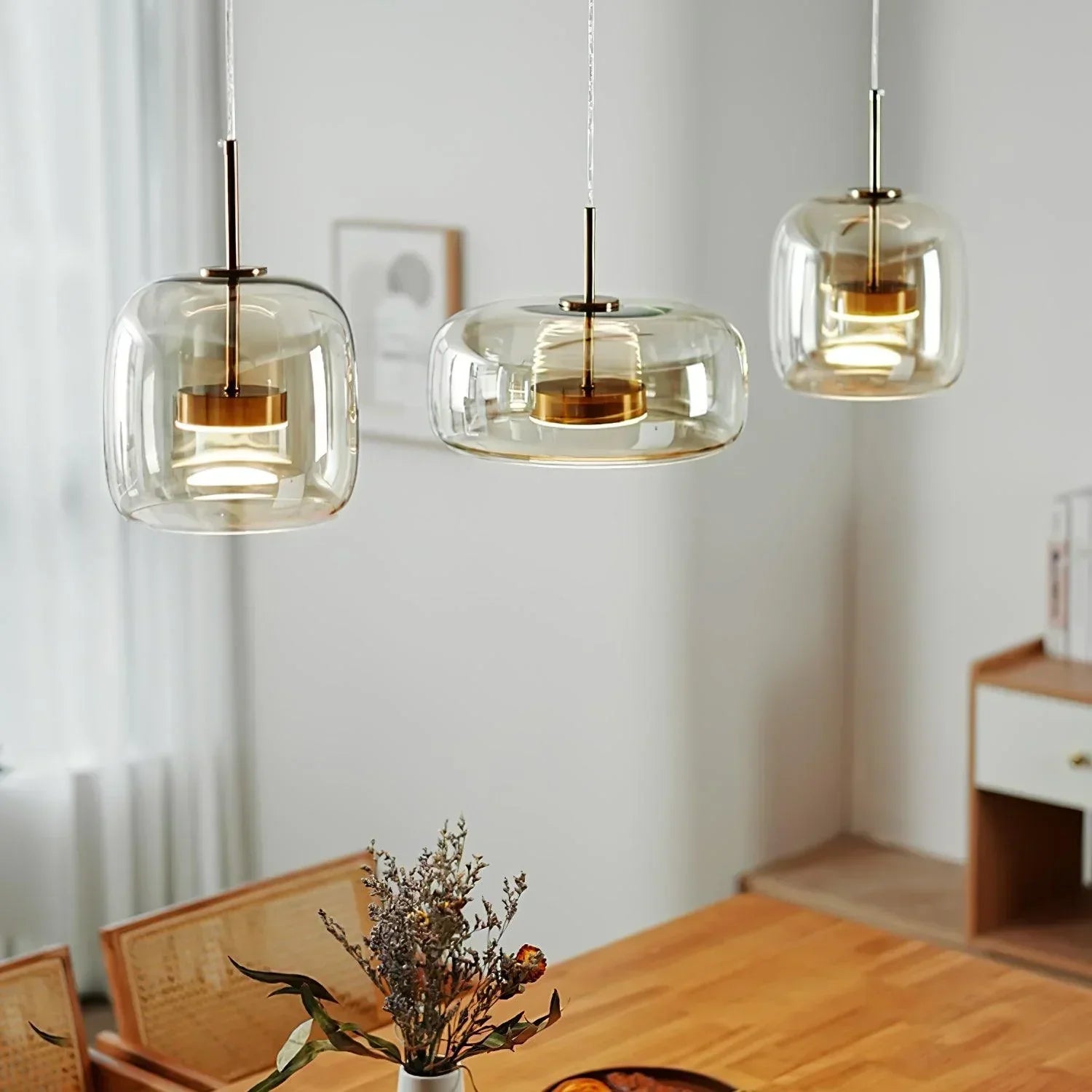 Lioren Lampa Wisząca Nowoczesna Szklana Przezroczysta/Dymna/Bursztynowa