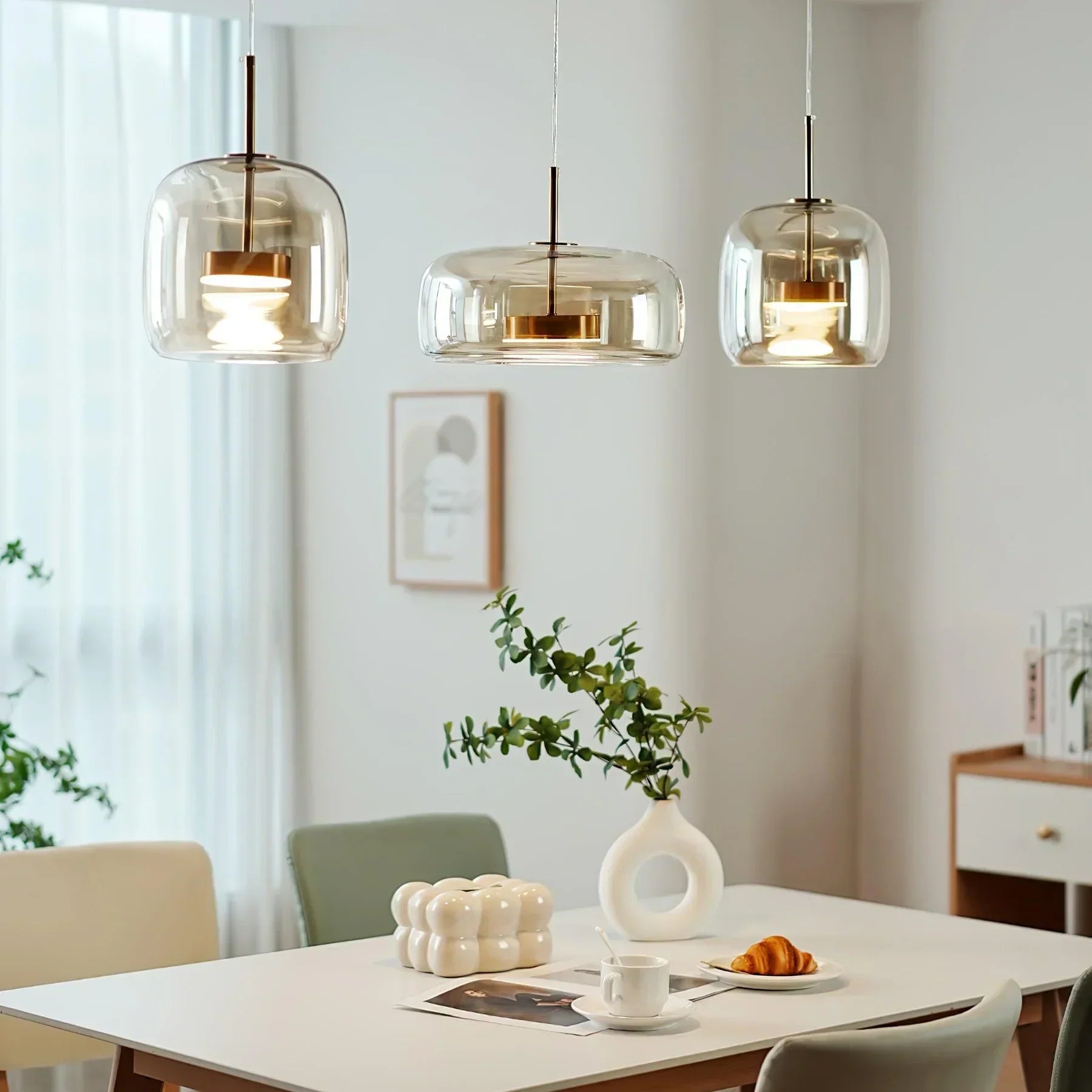 Lioren Lampa Wisząca Nowoczesna Szklana Przezroczysta/Dymna/Bursztynowa