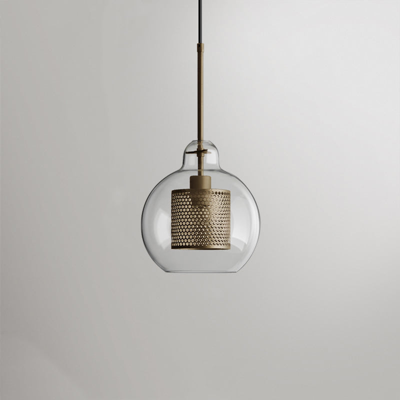 Nerel Współczesna Złota Lampa Wisząca, Szklana, Kula/Cylindryczna