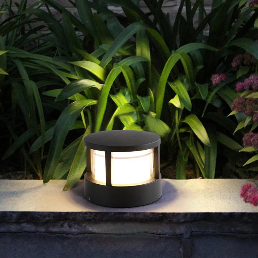 Alvian Zewnętrzna Lampa Słupkowa Nowoczesna Cylindryczna Czarna