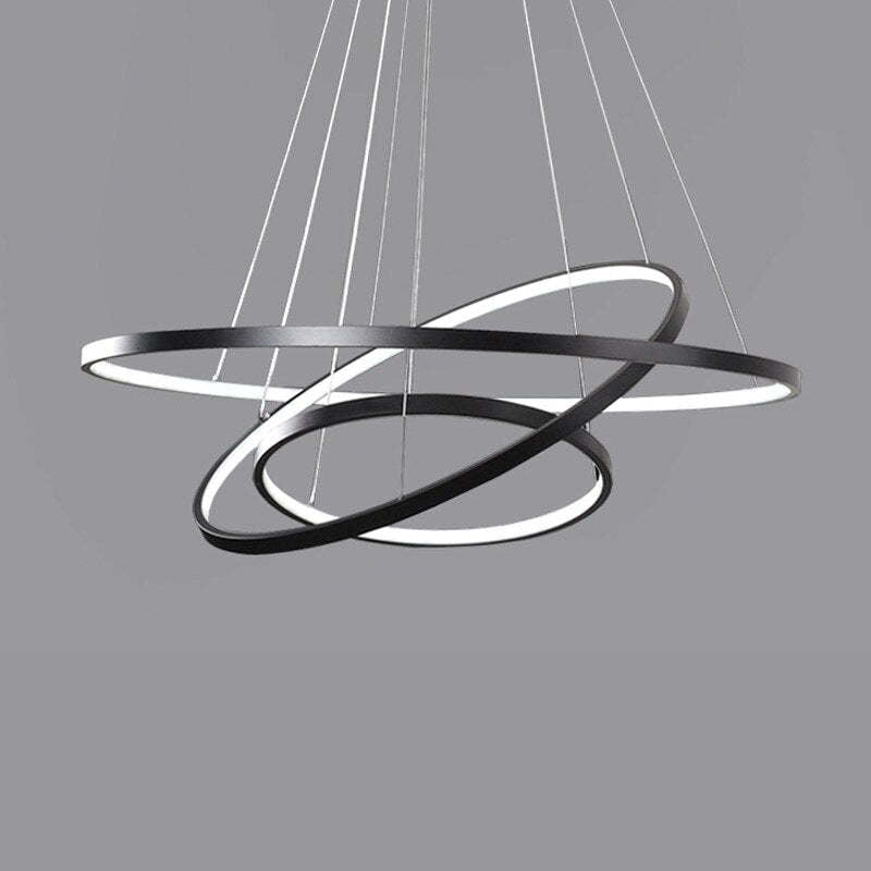 Lampa wisząca Toriq, z podświetlanym wewnętrznym pierścieniem, Biała/Czarna/Złota
