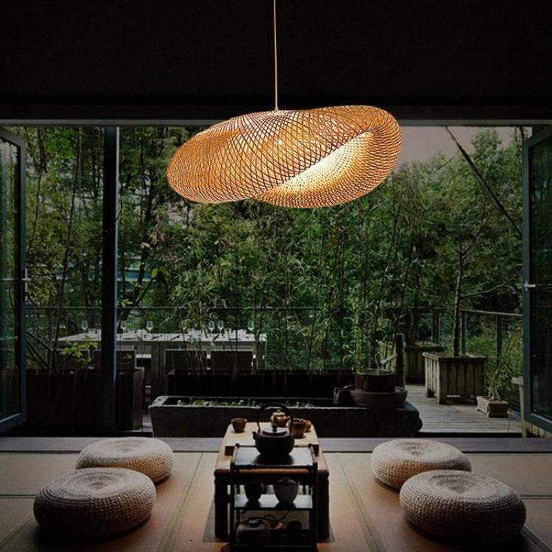 Lampa wisząca Veltrix, naturalny bambus, do kuchni/nad wyspę