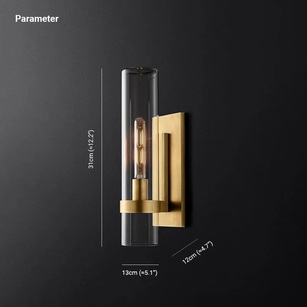 Zenil Szklany Cylinder Nowoczesna Lampa Ścienna