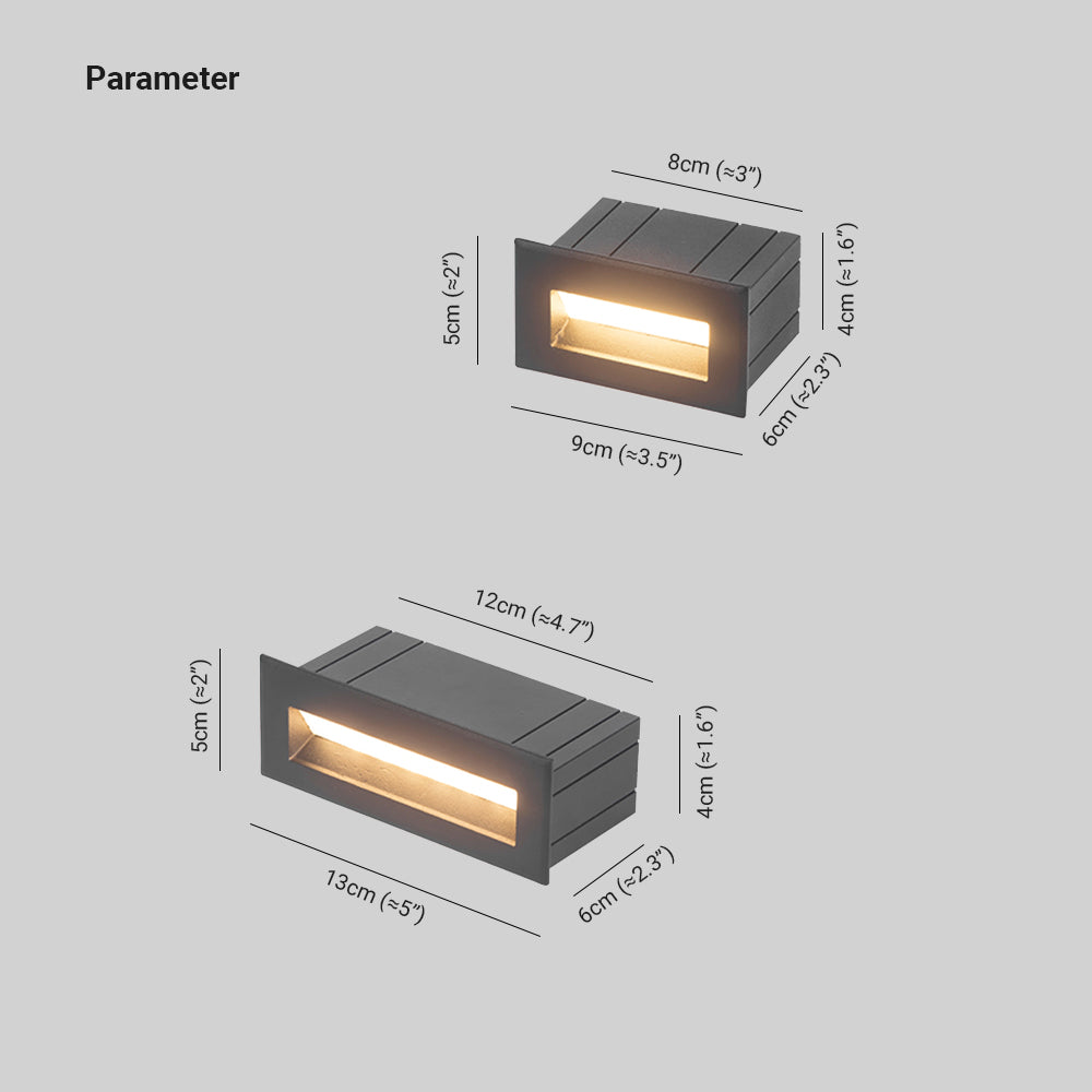Calvorn Lampa Schodowa Nowoczesna Prostokątna Czarna Zewnętrzna