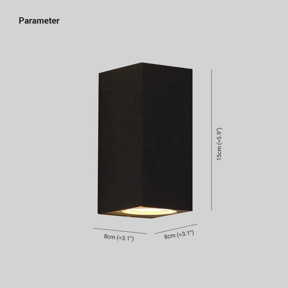 Koraq Minimalistyczna Kwadratowa Lampa Zewnętrzna Ścienna, Czarna