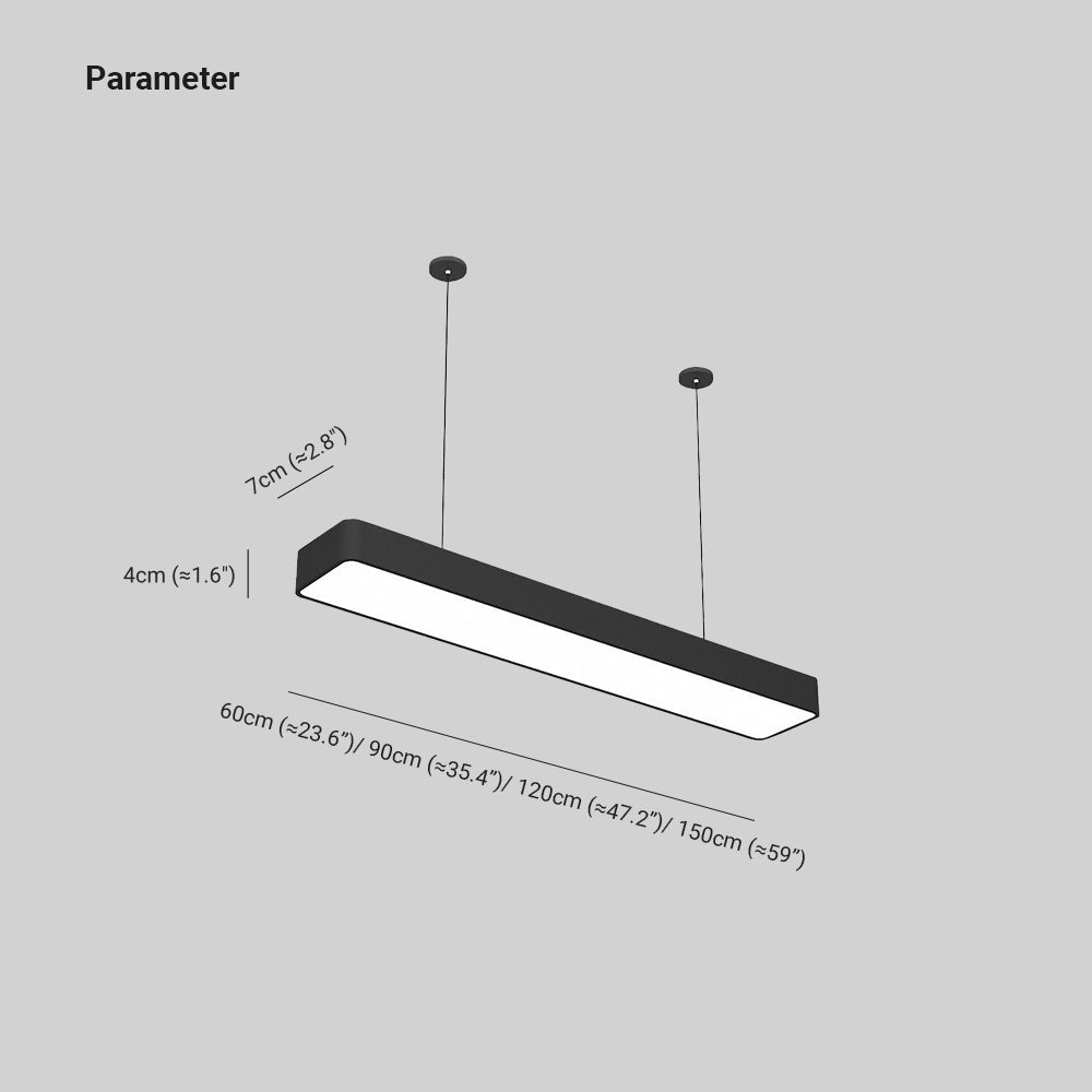 Soreva Lampa Wisząca Minimalistyczna Prostokątna LED Czarna