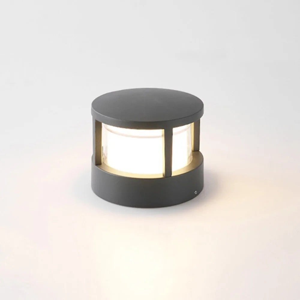 Alvian Zewnętrzna Lampa Słupkowa Nowoczesna Cylindryczna Czarna