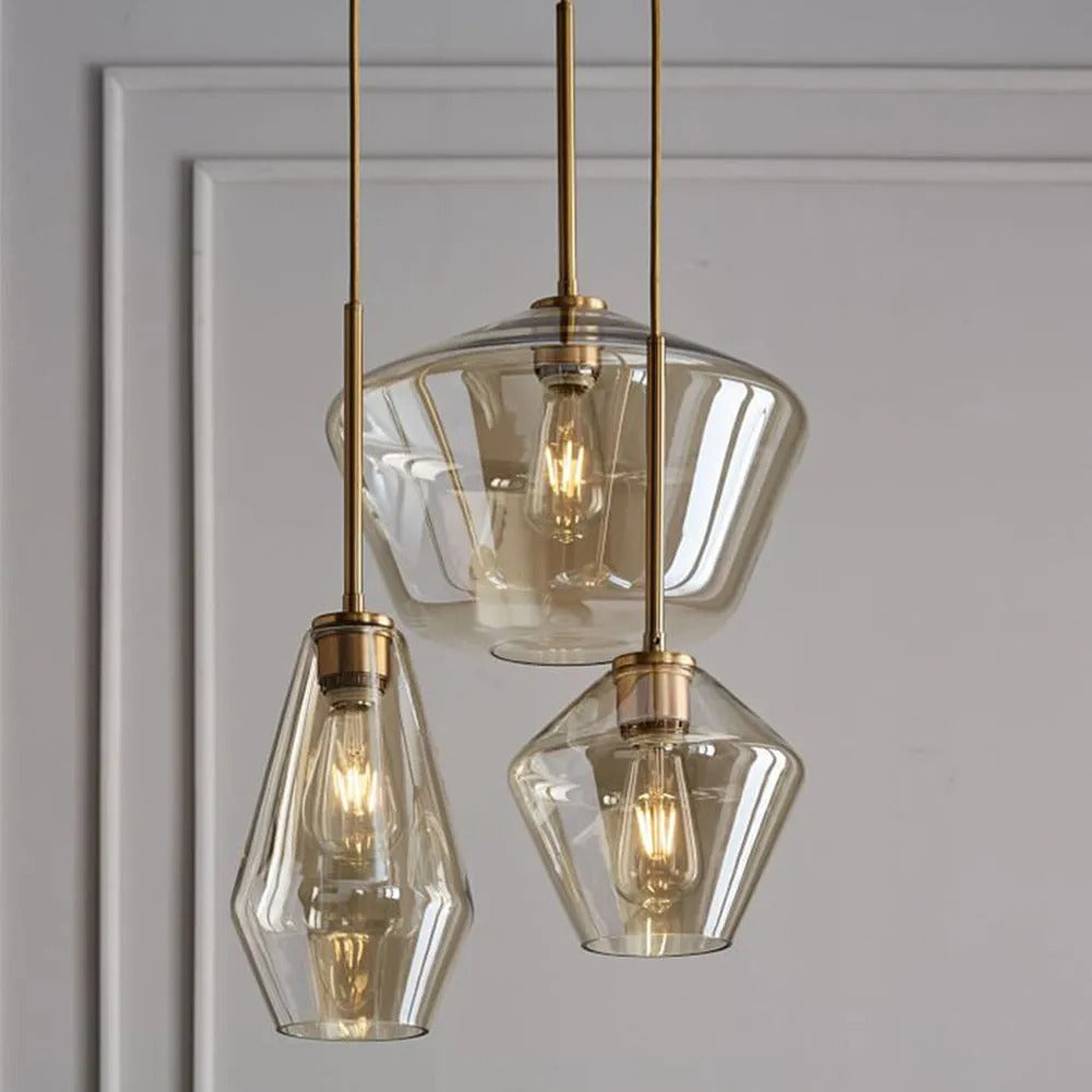 Virelo Lampa Wisząca Szkło Przezroczyste/Bursztynowe Diament