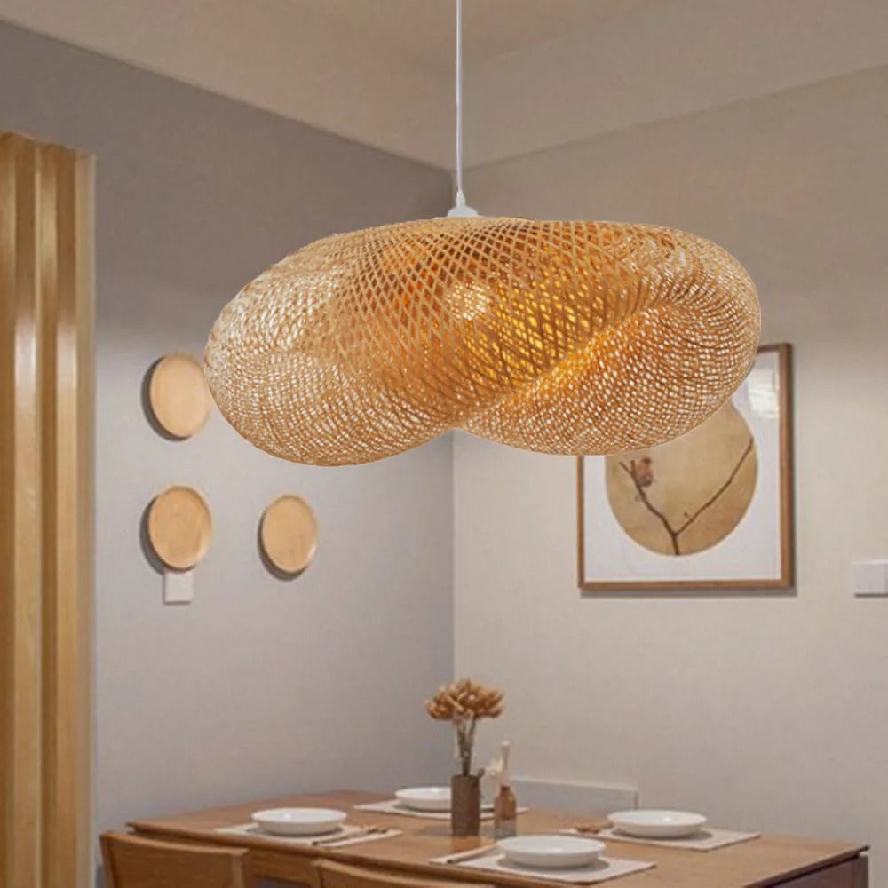 Lampa wisząca Veltrix, naturalny bambus, do kuchni/nad wyspę