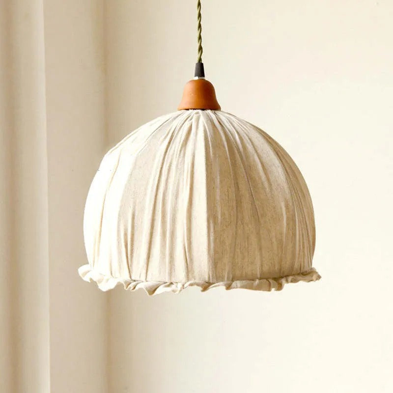 Lampa wisząca Teo Vintage, beżowa, z tkaniny
