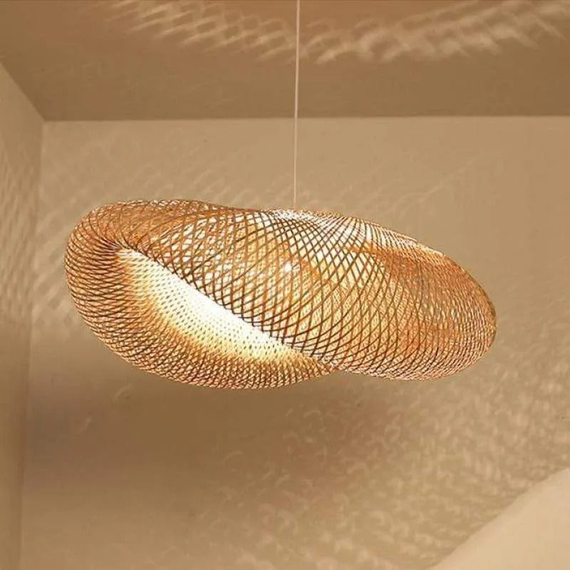 Lampa wisząca Veltrix, naturalny bambus, do kuchni/nad wyspę