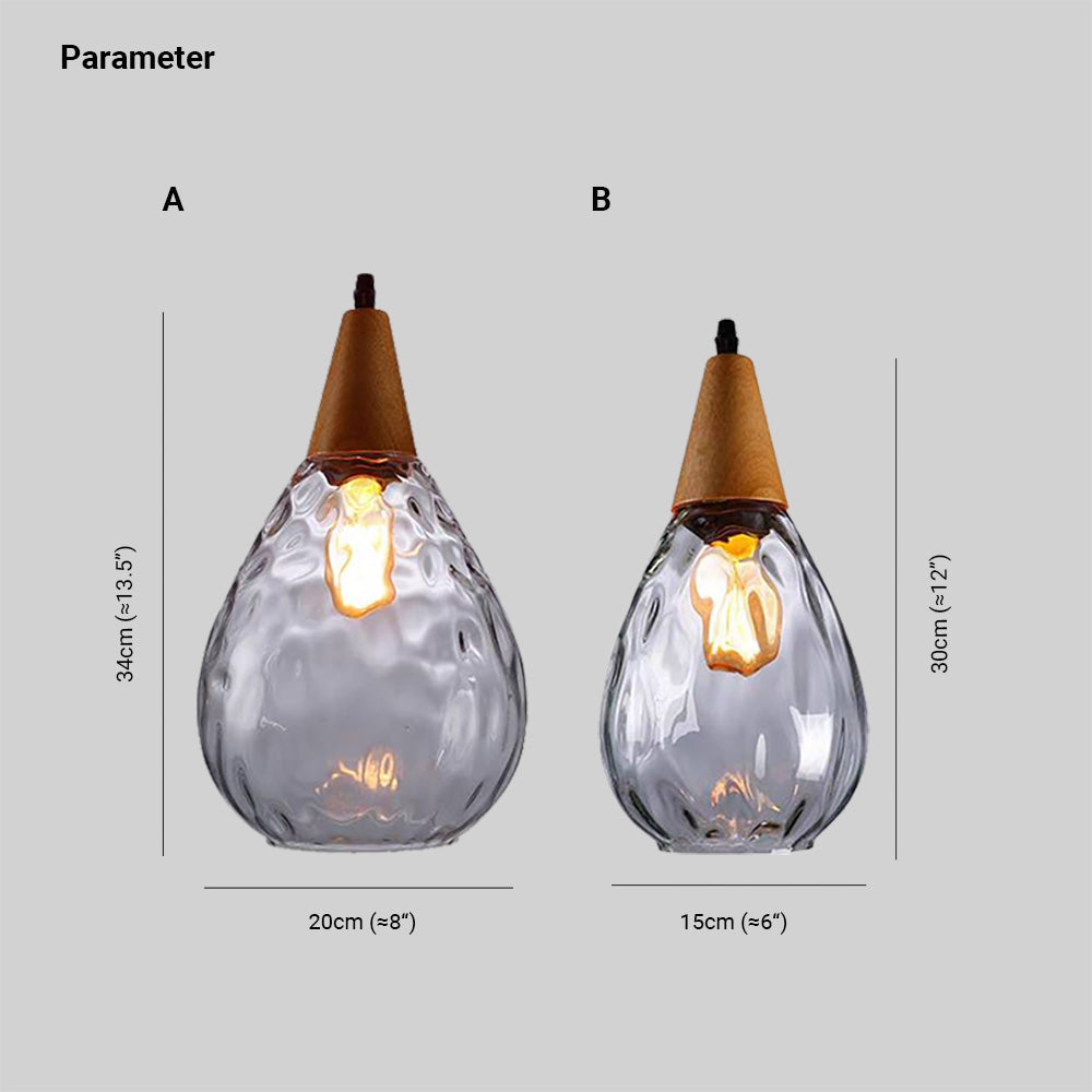 Lampa wisząca Alverin Szklana Drewniana Bursztynowa